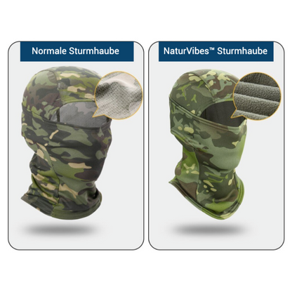 Seamless unisex polar fleece balaclava, providing snug fit for skiing and cold outdoor recreation.