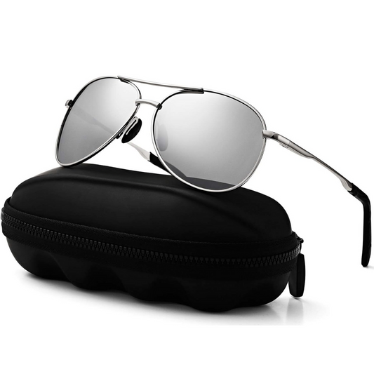 Unisex polarized aviator sunglasses for superior glare protection & UV defense.