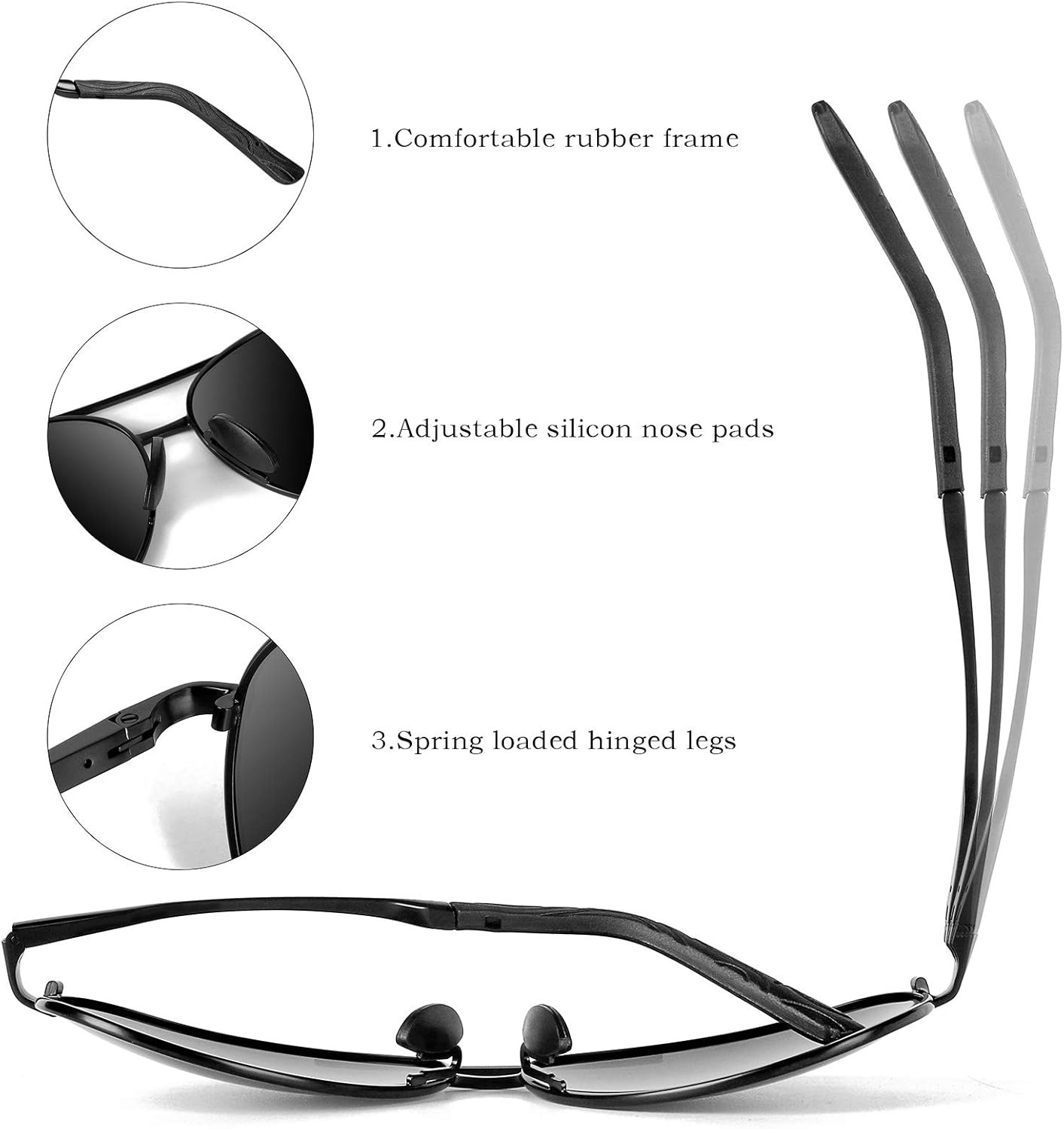 Model wearing unisex polarized aviator sunglasses for effective glare protection.