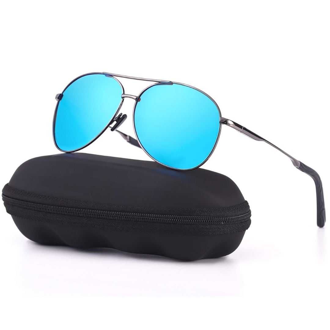 Outdoor polarized aviator sunglasses, ideal for glare reduction during activities.