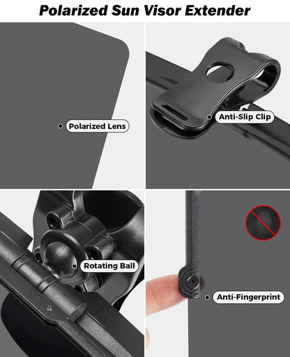 Anti-glare polarized car visor for enhanced driving clarity & safety. Reduces sun glare, protects eyes in any vehicle.