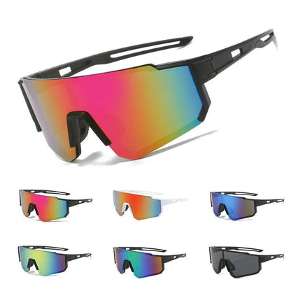 Unisex polarized cycling sunglasses, black frame, mirror lenses, UV400 protection, ideal for biking