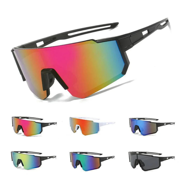 Unisex polarized cycling sunglasses, black frame, mirror lenses, UV400 protection, ideal for biking
