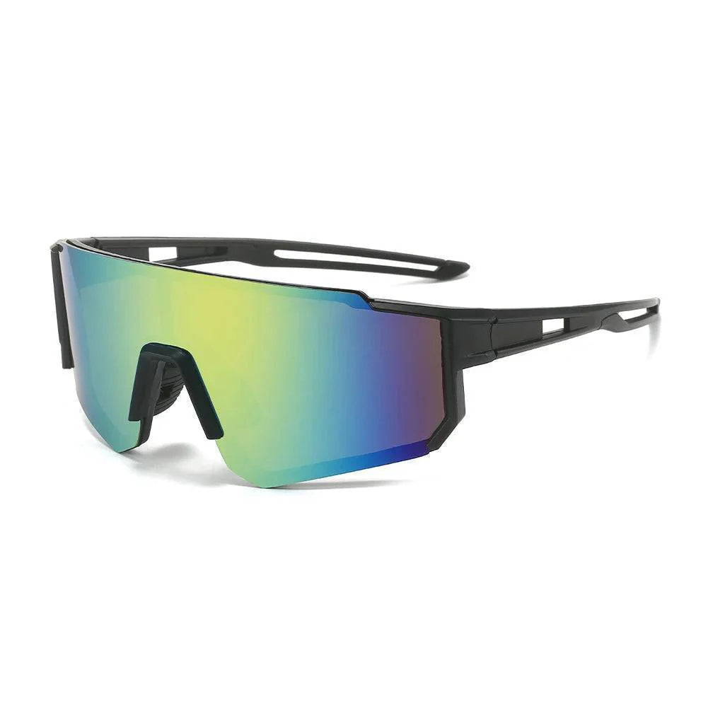 Unisex cycling sunglasses, blue mirrored polarized lenses, full UV400 protection for active sports