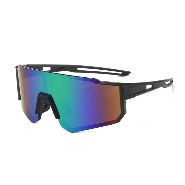 Unisex black cycling sunglasses with UV400 polarized lenses, designed for optimal outdoor sports performance
