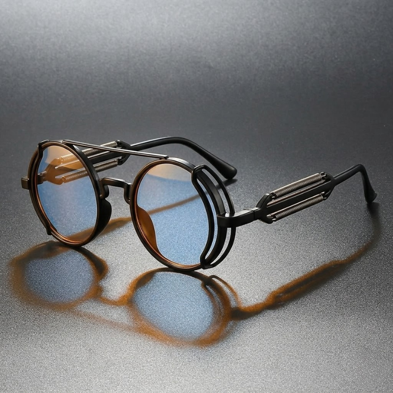 Edgy unisex round polarized sunglasses with a durable metal frame, providing complete UV protection.