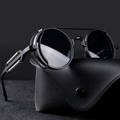 Glare-reducing round polarized sunglasses with a sturdy metal frame, perfect for driving & sun protection.