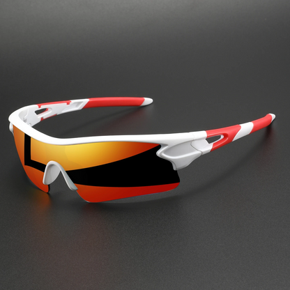 Unisex polarized sport sunglasses in black, ideal for outdoor glare protection & UV.