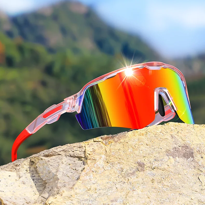 Unisex polarized sports shades for cycling, offering UV protection & glare reduction for clear vision outdoors.