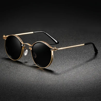 Stylish unisex polarized shades, metal frame, anti-glare, a modern fashion accessory.