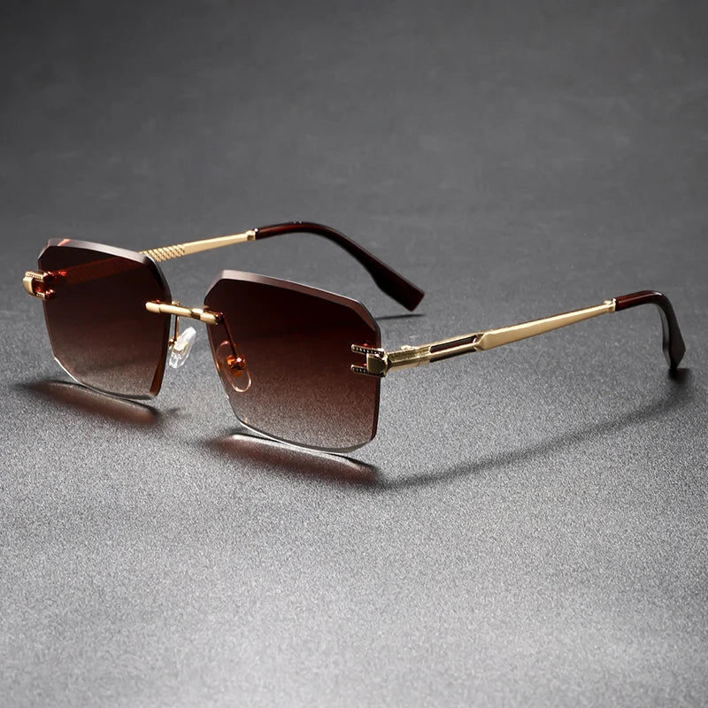 Blue polished beveled edge sunglasses, lightweight unisex fashion accessory with anti-glare lenses.