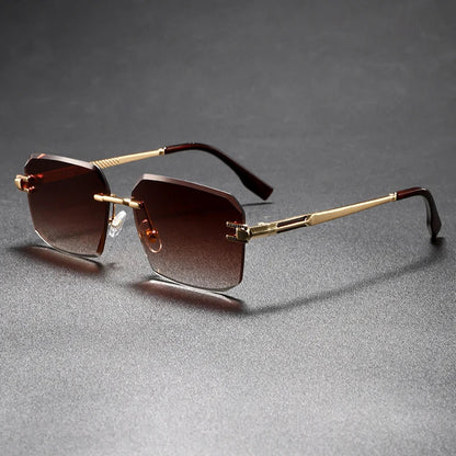 Blue polished beveled edge sunglasses, lightweight unisex fashion accessory with anti-glare lenses.