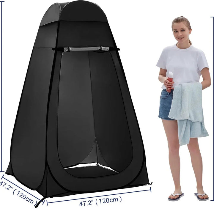 Close-up of waterproof fabric on Pop-Up Privacy Tent, durable outdoor gear