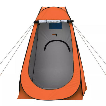 Waterproof pop-up privacy tent, interior shot highlighting ample standing room and hooks