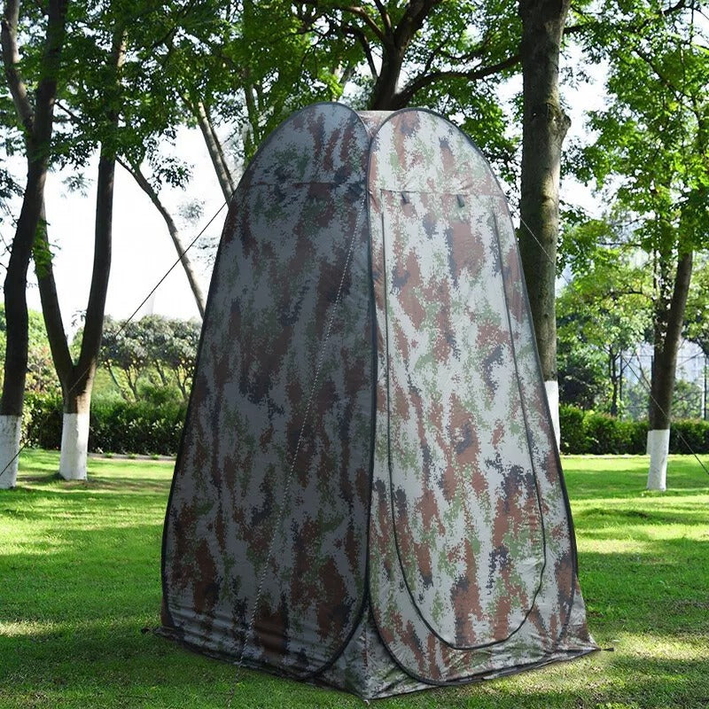 Pop-up changing room tent, made of durable UV resistant nylon, close-up of material texture