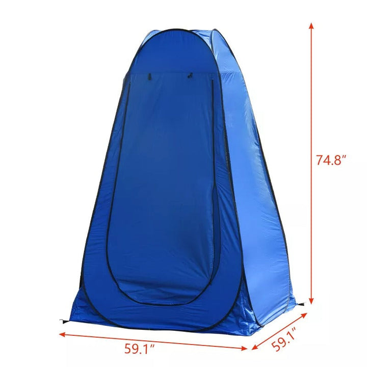 Pop-up camping privacy tent, open door, showing spacious interior for shower or changing