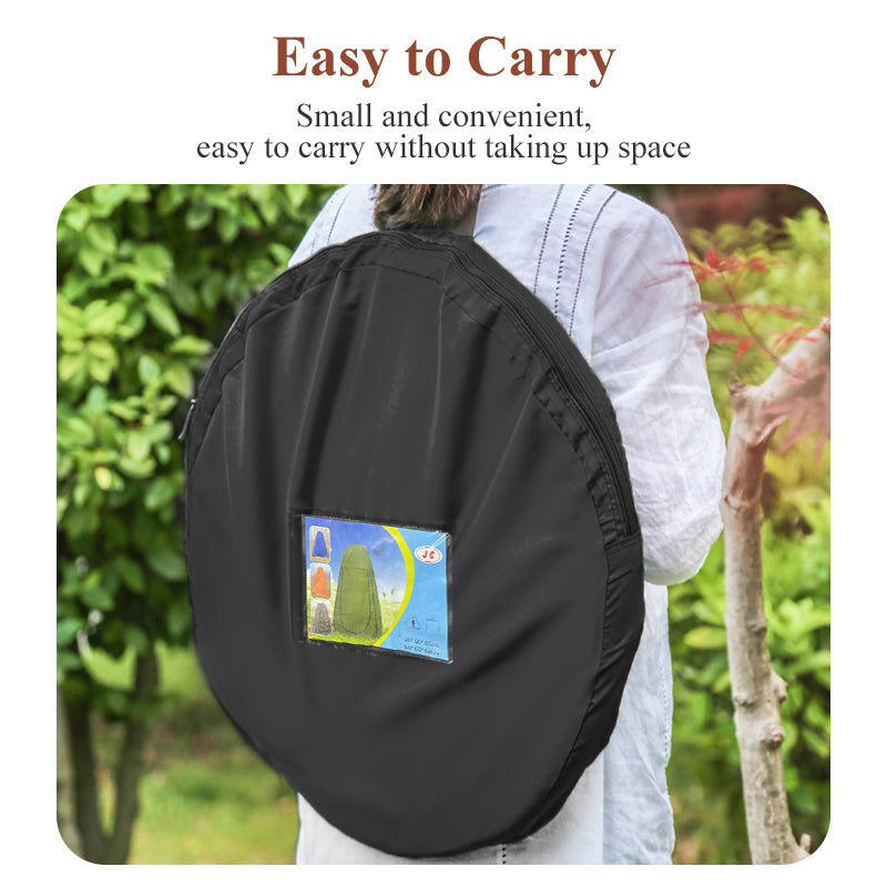 Portable pop-up tent, showing sturdy frame and waterproof fabric, close-up details