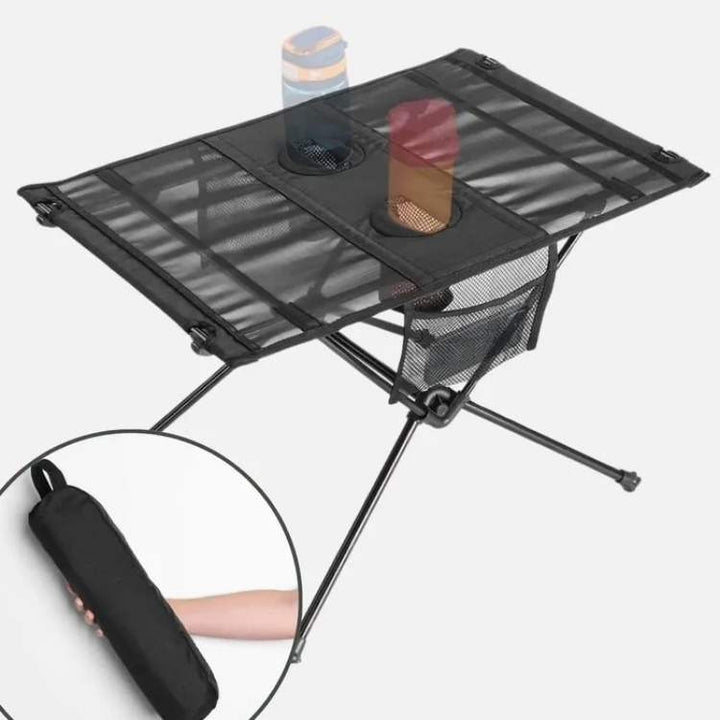 Lightweight aluminum folding camping table for easy transport and outdoor adventures
