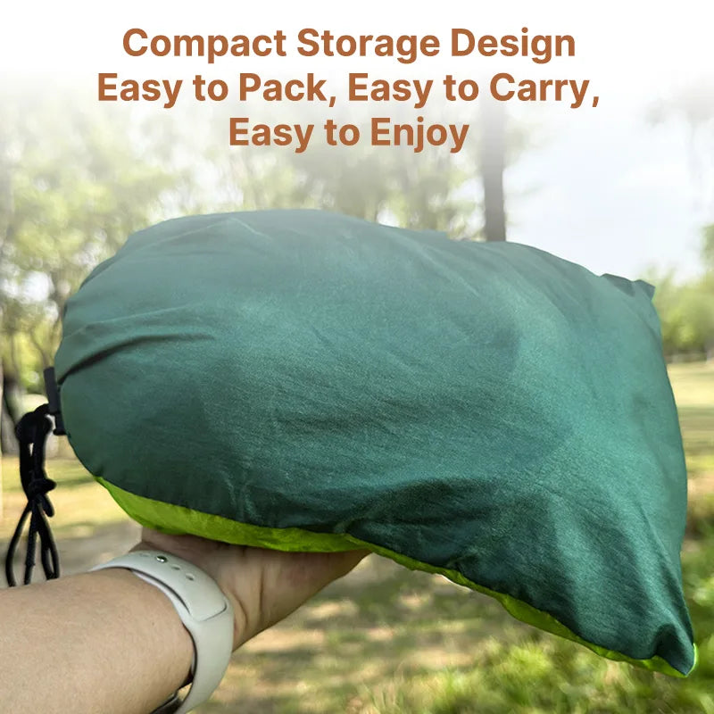 Comfortable outdoor shelter: portable camping hammock with mosquito netting.