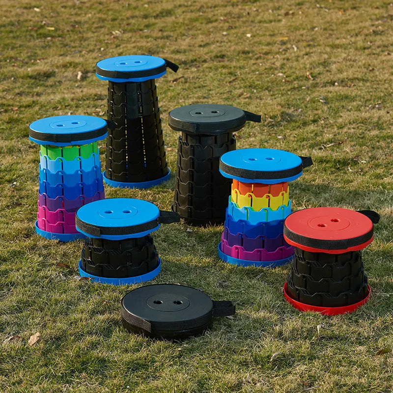 Outdoor seating solution: a portable collapsible stool, perfect for fishing trips
