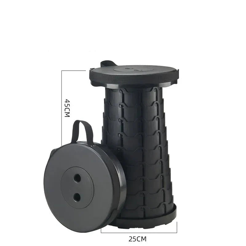 Adjustable camping stool, compact and easy to carry, ideal for spontaneous adventures