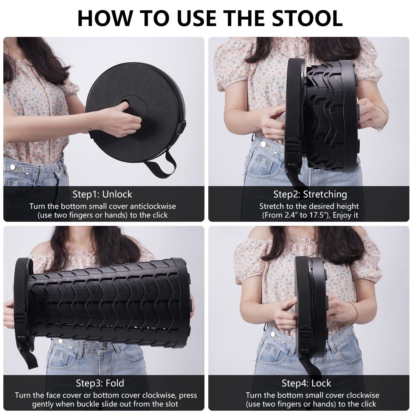 Collapsible camping stool showcasing its portability and sturdy construction