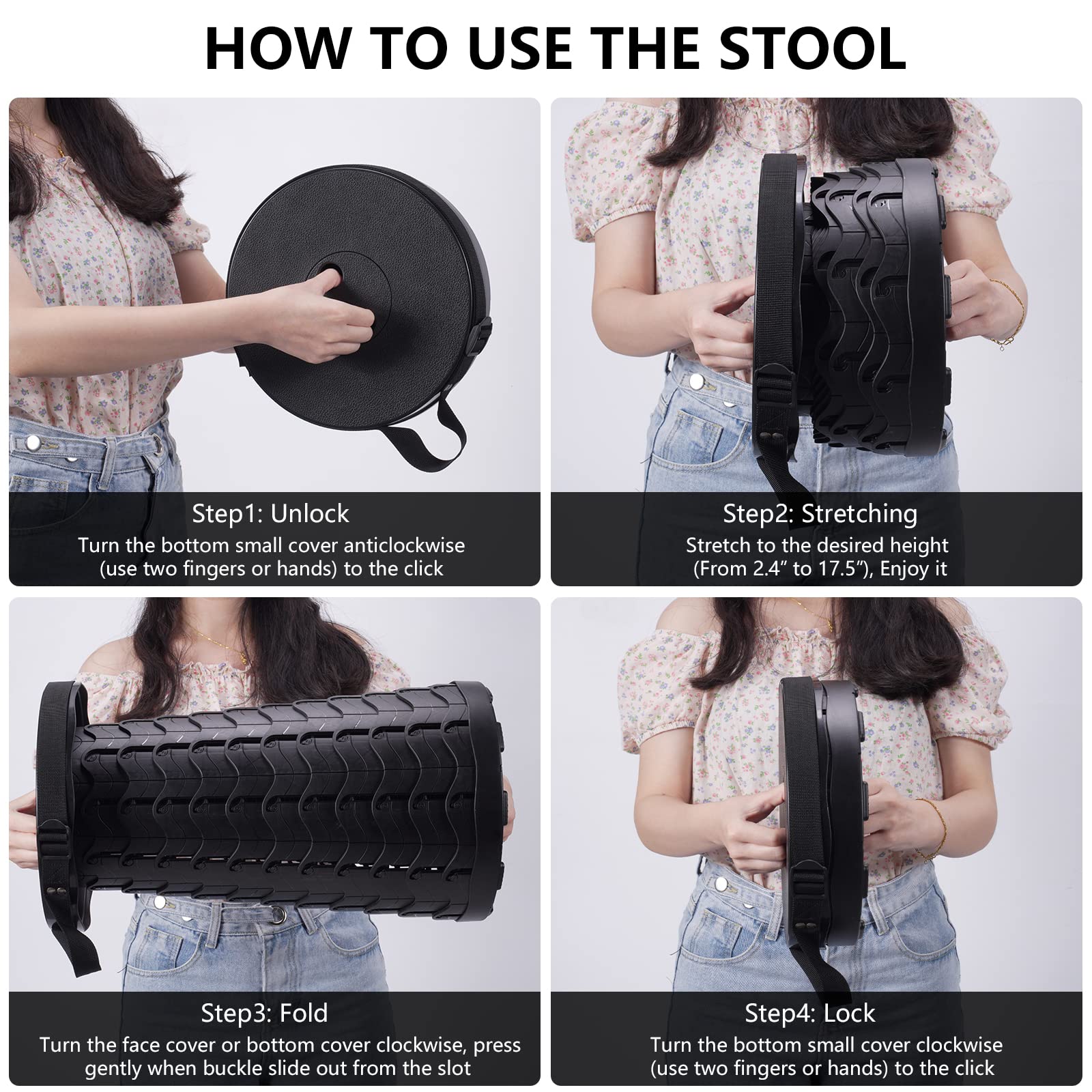 Collapsible camping stool showcasing its portability and sturdy construction