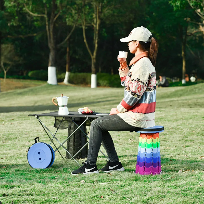 Portable stool designed for outdoor adventures, offering convenient seating solution