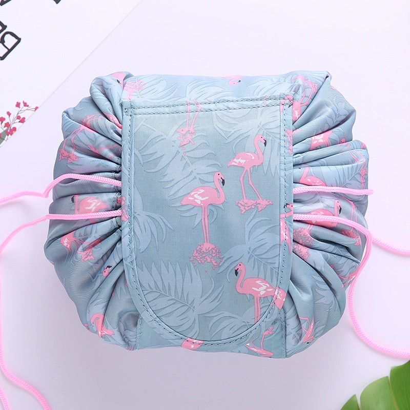 Unisex portable drawstring travel bag, perfect cosmetic & toiletry organizer for any journey.
