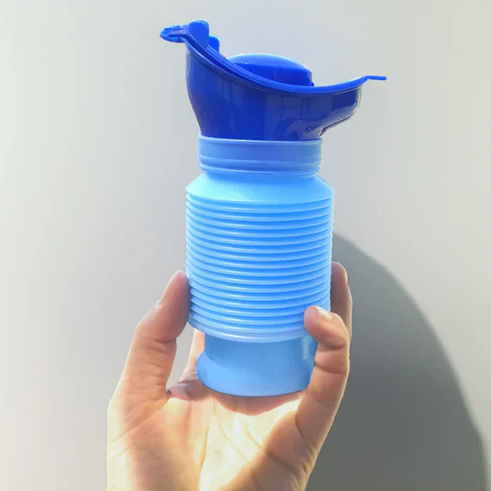 Unisex portable emergency urinal for travel, camping & roadside use. Discreet urination device for men, women & kids.