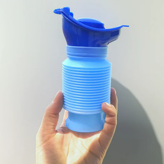Unisex portable emergency urinal for travel, camping & roadside use. Discreet urination device for men, women & kids.