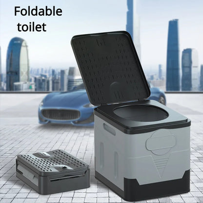 Unisex portable foldable camping toilet for outdoor solutions & emergency use, compact & travel-friendly