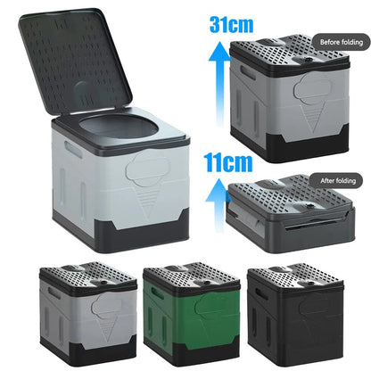 Foldable camping toilet, portable and space-saving, ideal for outdoor adventures & travel commode needs