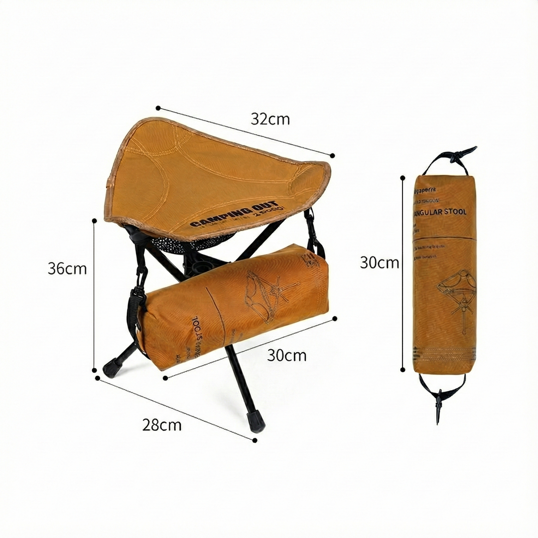 Unisex portable stool, compact when folded, ideal for backpackers and campers