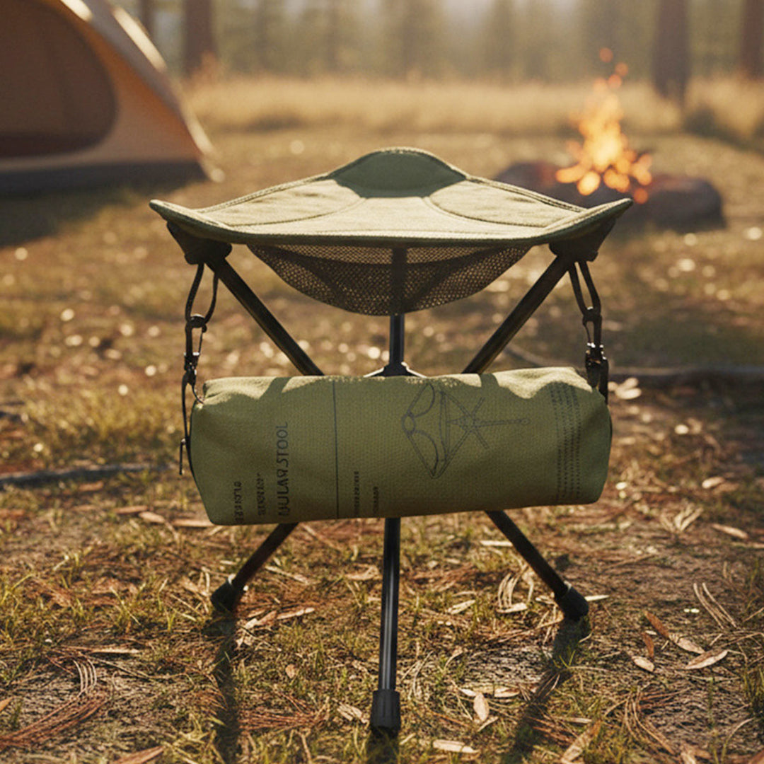 Unisex portable folding stool, 360-degree rotating, designed for outdoor enthusiasts