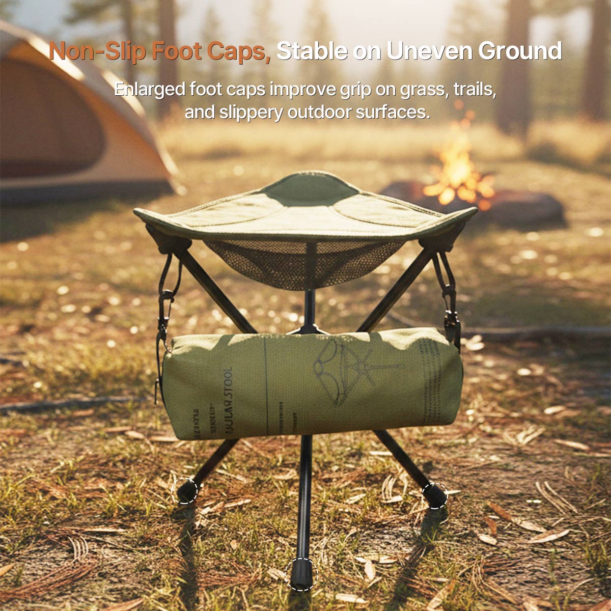 Aluminium folding fishing stool, 360-degree rotating for comfortable angling