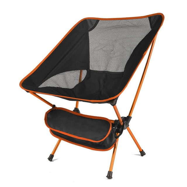 Compact unisex folding beach chair, blue fabric, aluminum frame, easy transport outdoor gear