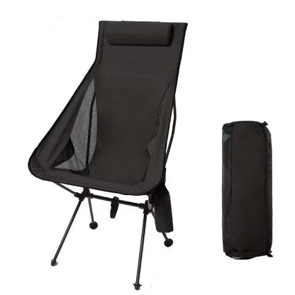 Detail of the headrest and ergonomic design of the portable camping chair for optimal comfort outdoors