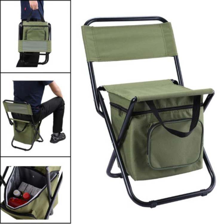 Outdoor furniture: Portable folding chair with built-in cooler bag, perfect for travel gear