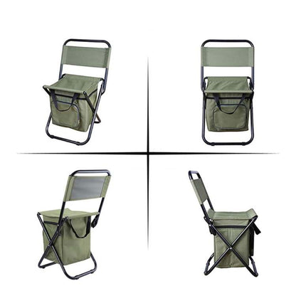 Durable unisex folding chair with insulated cooler bag, suitable for camping and events