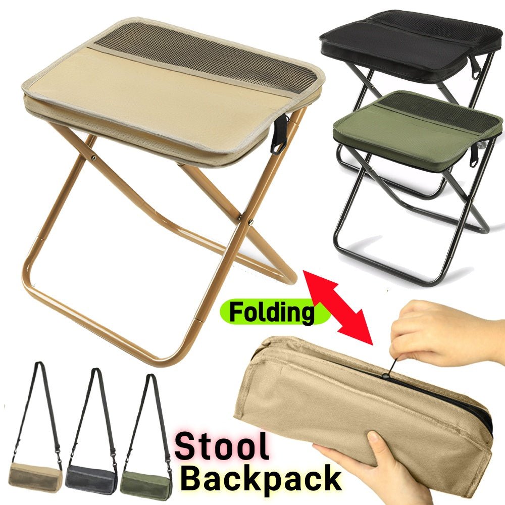 Ultralight portable folding chair backpack, comfortable seating for outdoor hiking.