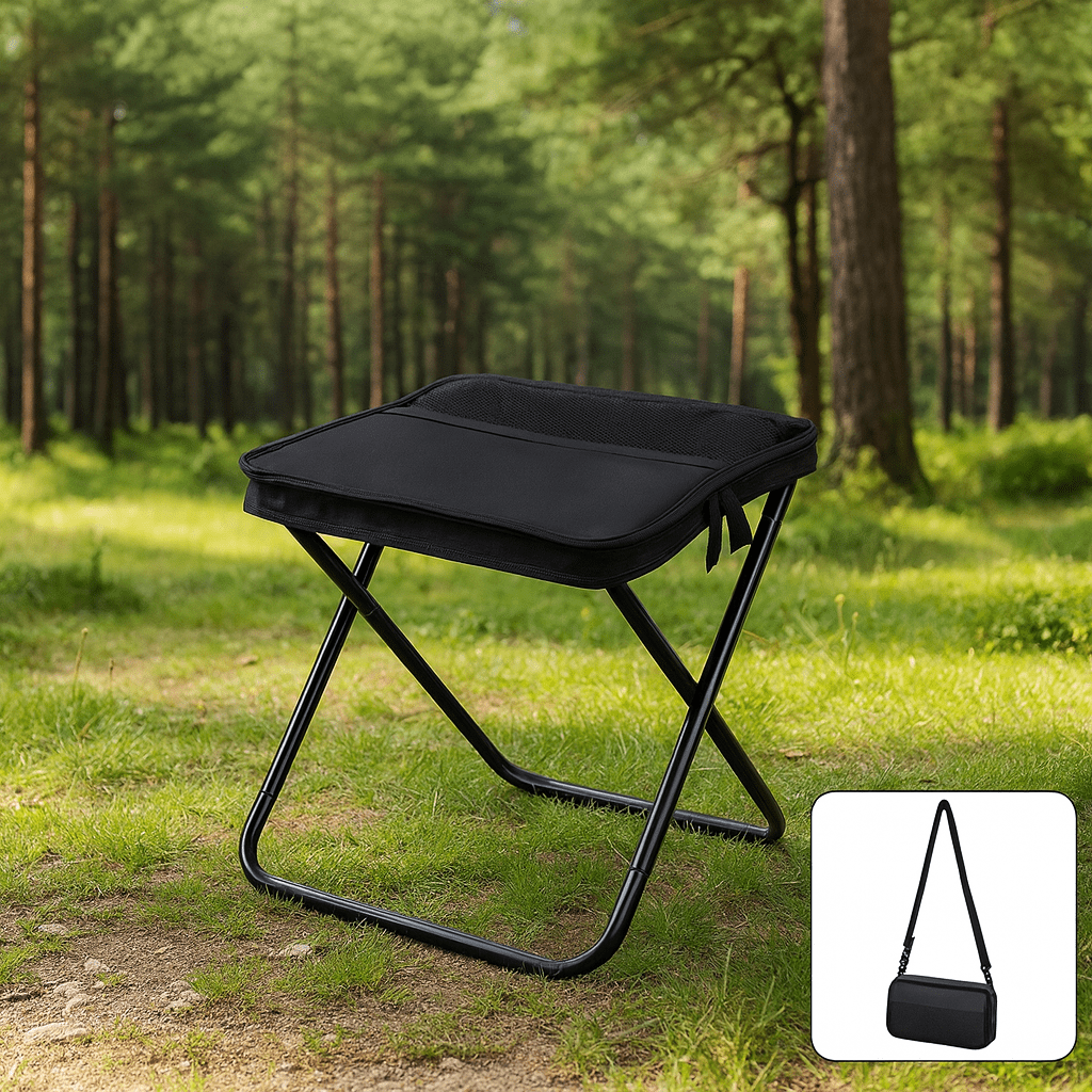 Unisex folding chair backpack for hiking, fishing, camping, and beach trips.