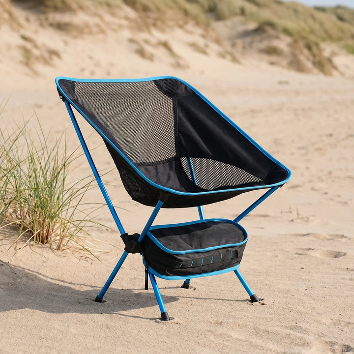 Unisex portable folding chair for outdoor camping, beach, and travel. Lightweight & compact for easy transport.