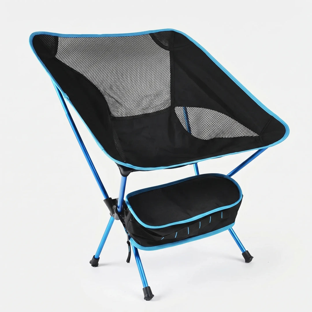 Compact folding beach chair for sunbathing & relaxation. Portable and lightweight, perfect for seaside trips.