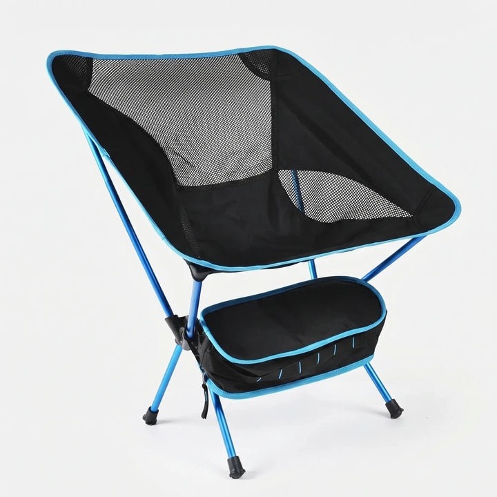 Compact folding beach chair for sunbathing & relaxation. Portable and lightweight, perfect for seaside trips.