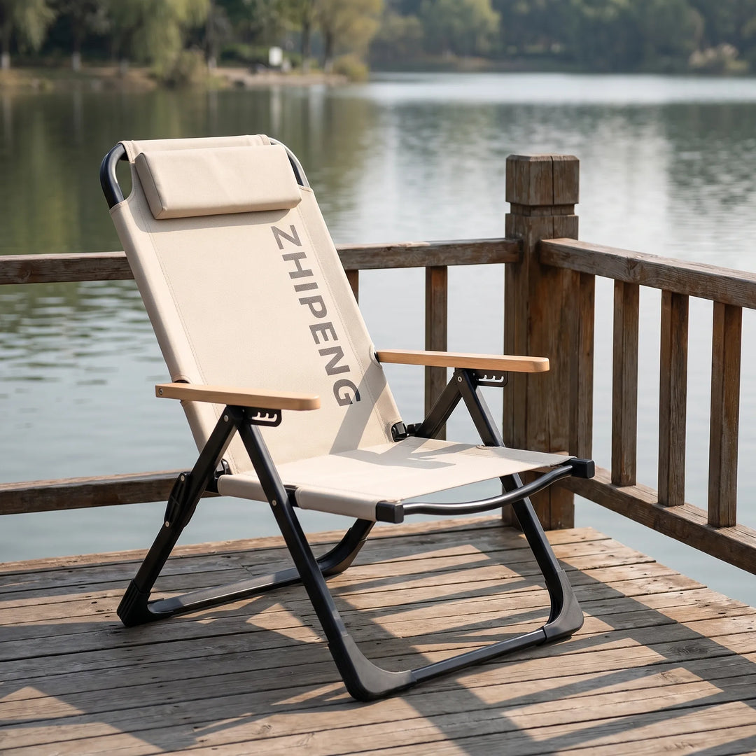 Unisex portable folding lounge chair, carbon steel frame, oxford cloth for easy outdoor & indoor relaxation.