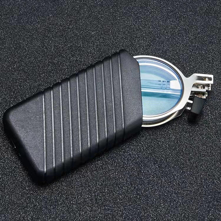 New folding reading glasses in silver, compact & portable with a sturdy protective case. Unisex design.