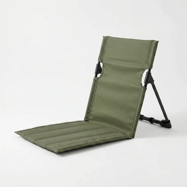 Lightweight folding ground chair for camping & hiking. Unisex portable outdoor seat for comfort & travel.
