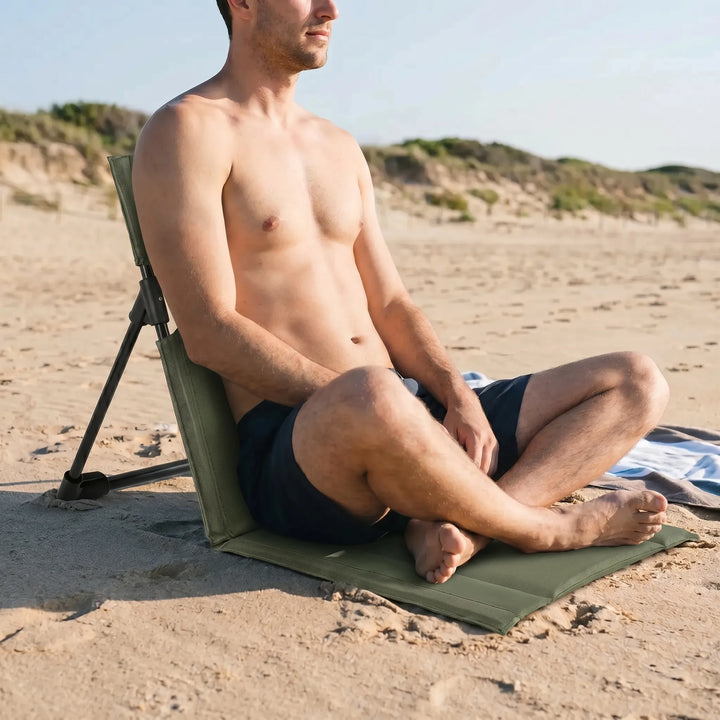 Versatile unisex portable ground chair for all outdoor adventures: camping, beach, picnic, stadium. Easy carry.
