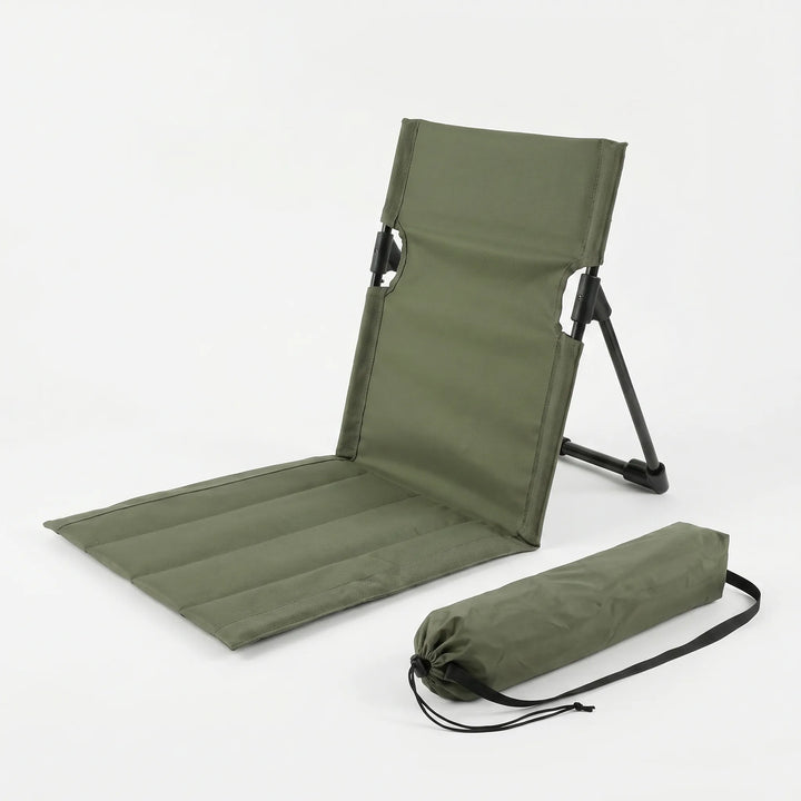 Unisex portable outdoor ground chair. Folding design for easy travel, perfect as a camping or beach seat.